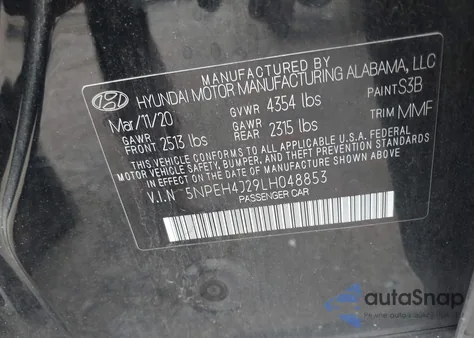 2020 Hyundai Sonata Limited из США, поврежденный, VIN 5NPEH4J29LH048853